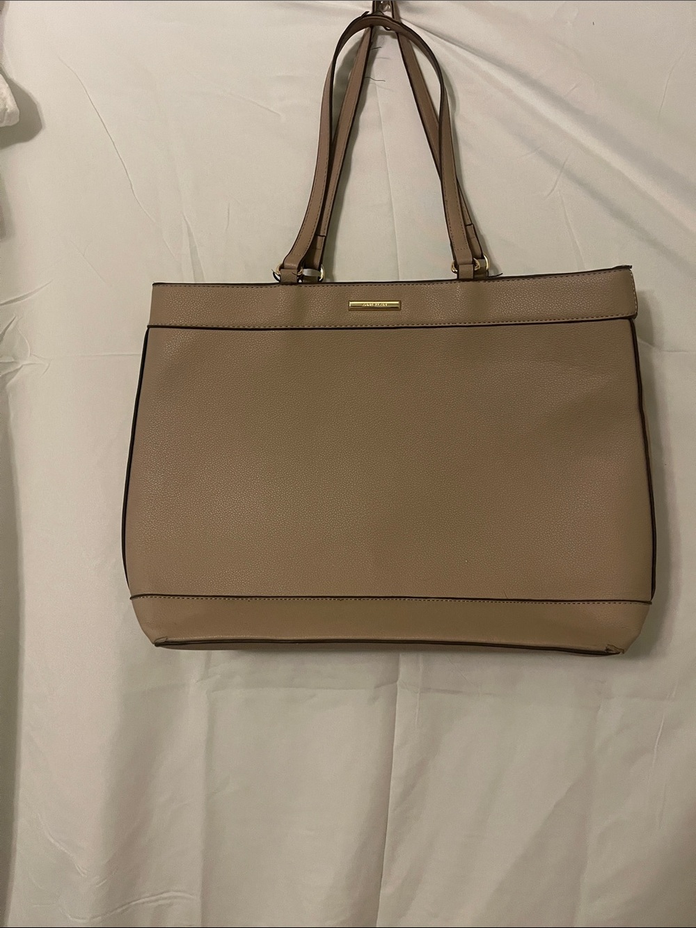 Anne Klein Taupe Pebbled Tote with Gold Accent